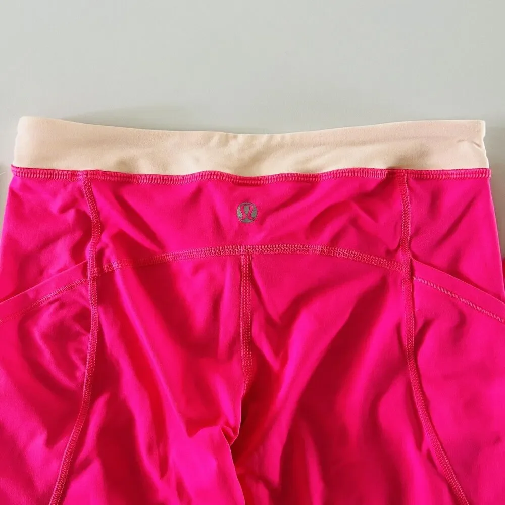 LULULEMON ATHLETICA Pinkelicious Parfait Pink Beach Runner Crop Leggings - US 4